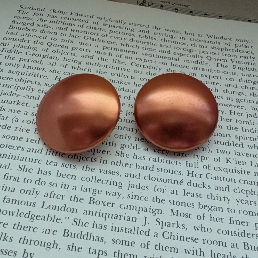 Copper Button Earrings - Picture 2 of 6